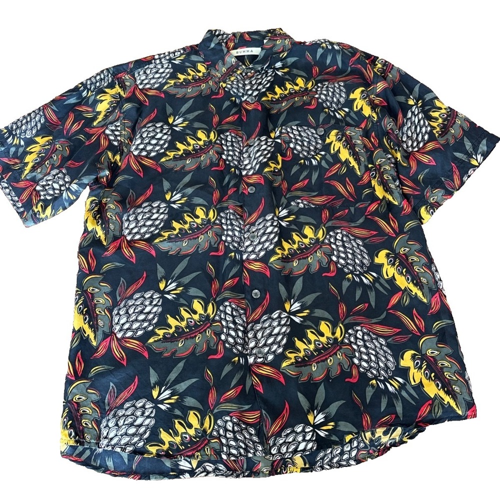 NWOT Summa Silk Hawaiian style shirt short sleeve‎ button down collar mens' sz M